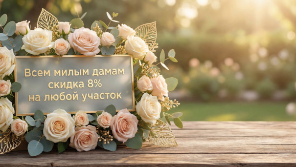 Поздравляем с наступающим 8 Марта и дарим скидку 8% на любой участок